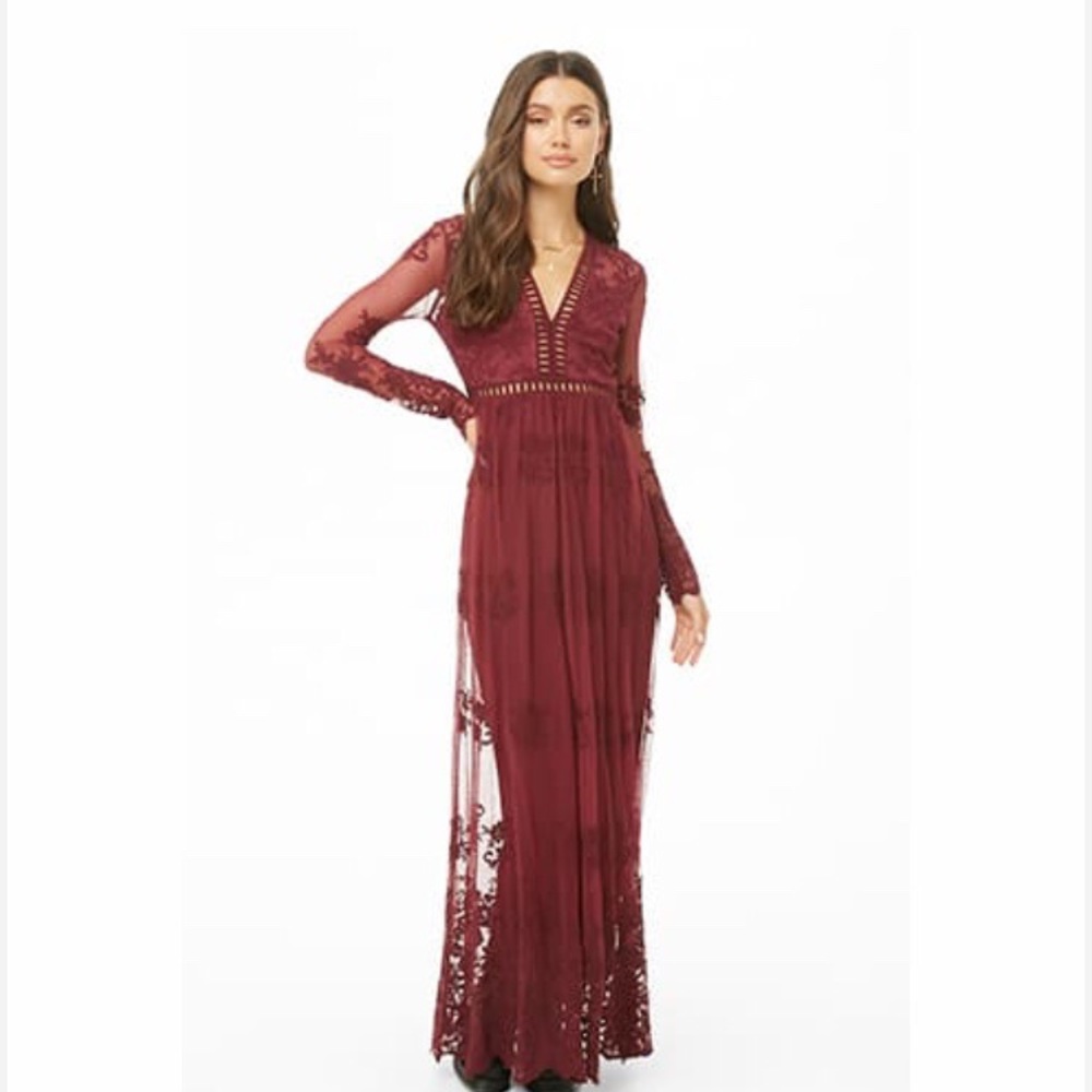 NWT Sheer Embroidered Maxi Dress